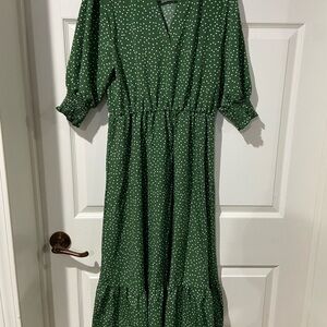 Green Polka Dot Midi Dress